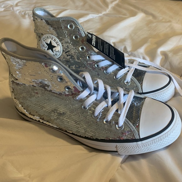 silver sequin converse